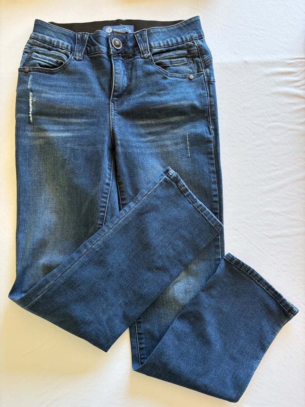 Democracy "Ab"solution Distressed Straight Leg Stretch Blue Jeans Women's Size 6